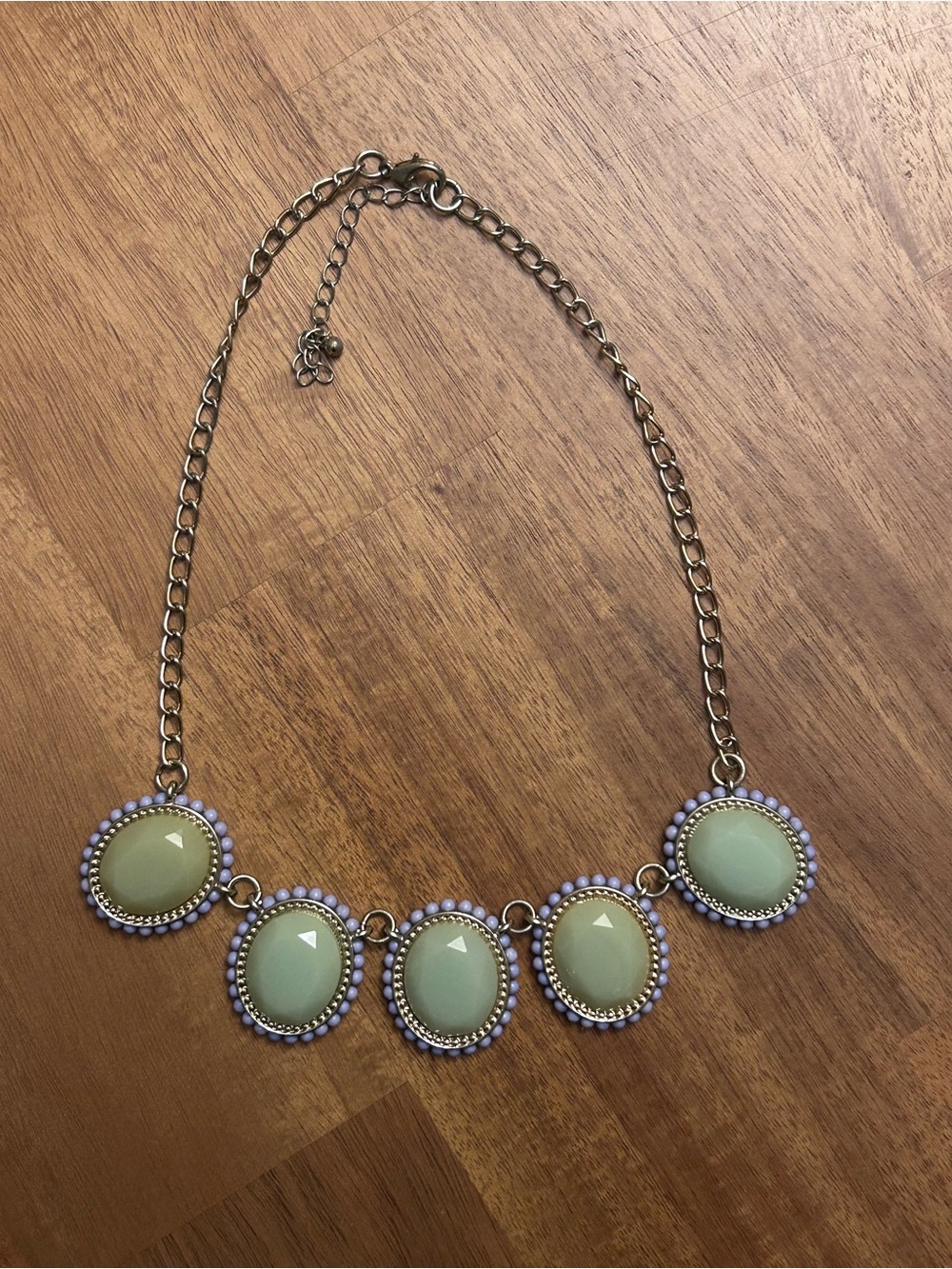 Statement Mint Green Beaded Pendant Necklace